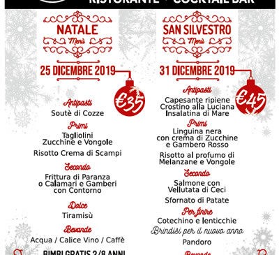 Locandina PYPER con menù Natale e Capodanno